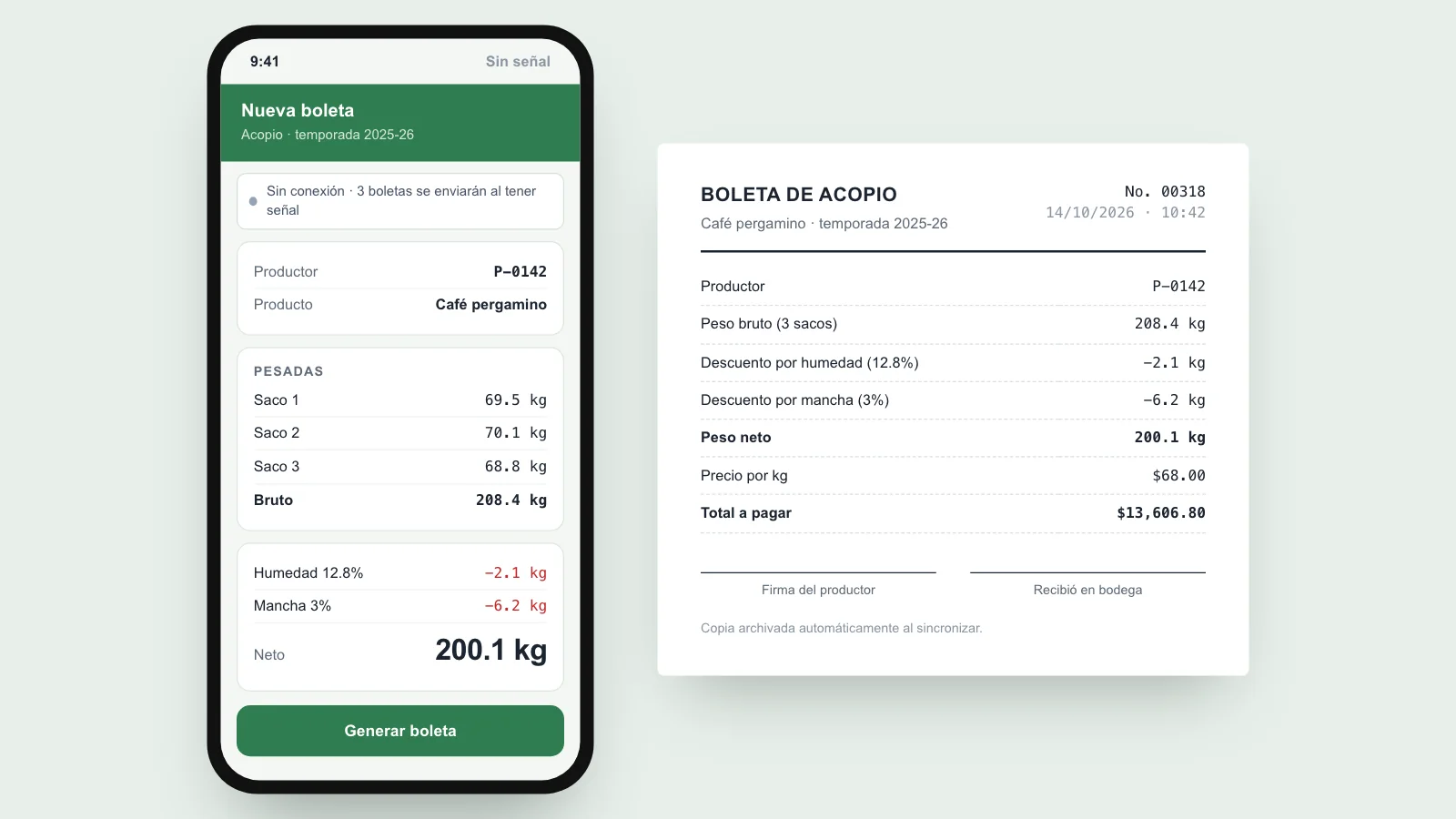App de acopio de café y cacao que funciona sin señal